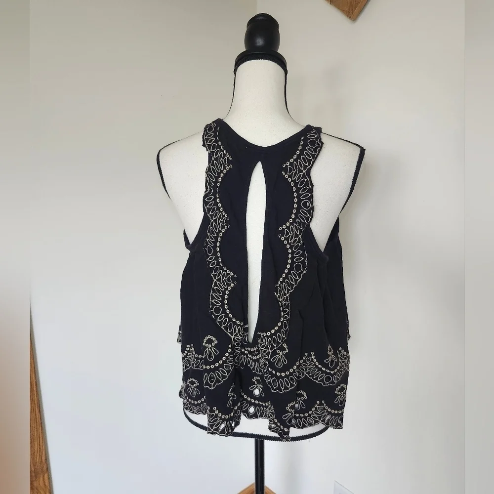 Free People Toosaloosa Slub Attina Boho Cut Out Tank Top Shirt